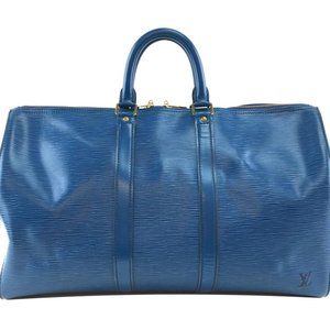 Louis Vuitton Keepall 50 Blue Epi Duffle Bag